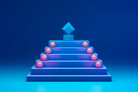 Modern background platform with blue podium. stand show cosmetic product. Generative AIの素材