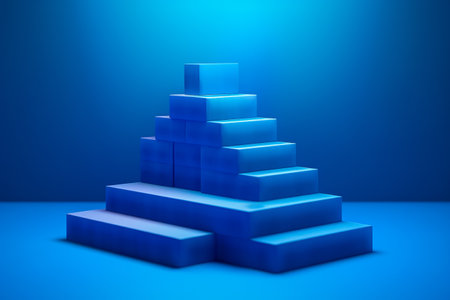 Modern background platform with blue podium. stand show cosmetic product. Generative AIの素材