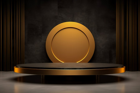 Modern background platform with black podium. stand show cosmetic product. Generative AIの素材