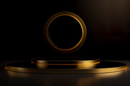 Modern background platform with black podium. stand show cosmetic product. Generative AIの素材