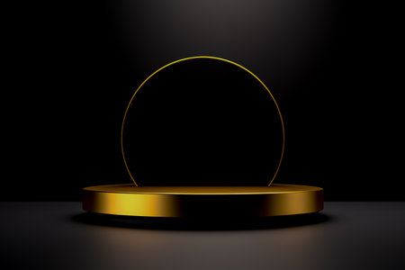 Modern background platform with black podium. stand show cosmetic product. Generative AIの素材