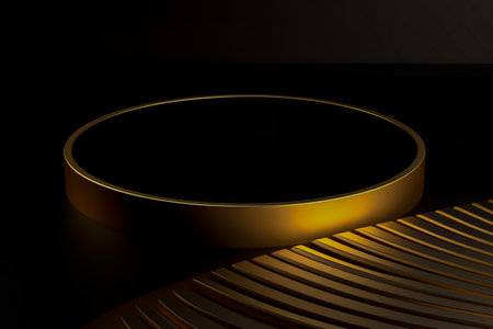 Modern background platform with black podium. stand show cosmetic product. Generative AIの素材