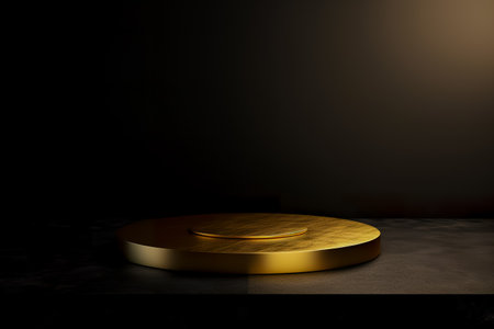 Modern background platform with black podium. stand show cosmetic product. Generative AIの素材