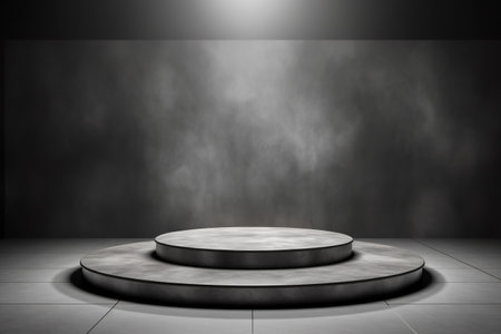 Modern background platform with black podium. stand show cosmetic product. Generative AIの素材