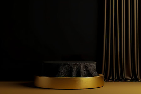Modern background platform with black podium. stand show cosmetic product. Generative AIの素材
