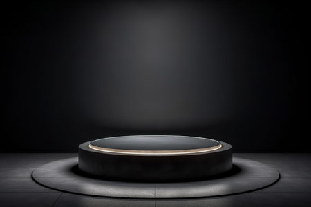 Modern background platform with black podium. stand show cosmetic product. Generative AIの素材