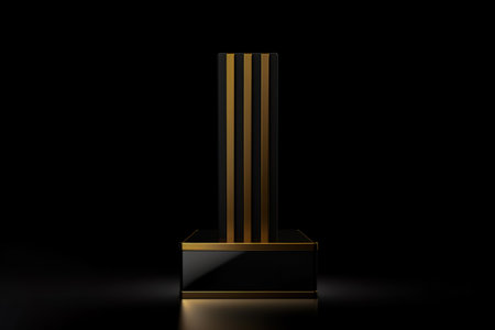 Modern background platform with black podium. stand show cosmetic product. Generative AIの素材