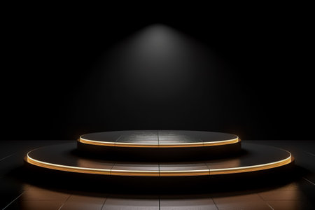 Modern background platform with black podium. stand show cosmetic product. Generative AIの素材