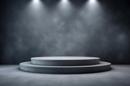 Modern background platform with black podium. stand show cosmetic product. Generative AIの素材