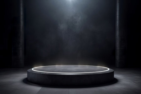 Modern background platform with black podium. stand show cosmetic product. Generative AIの素材