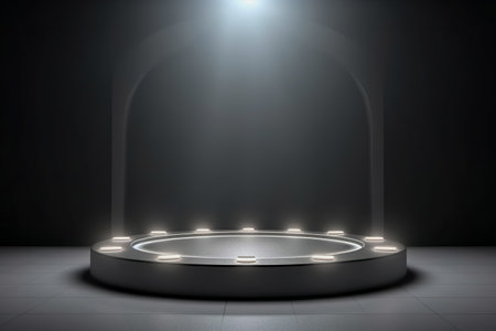 Modern background platform with black podium. stand show cosmetic product. Generative AIの素材