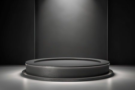 Modern background platform with black podium. stand show cosmetic product. Generative AIの素材
