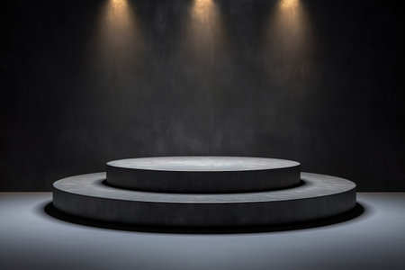 Modern background platform with black podium. stand show cosmetic product. Generative AIの素材