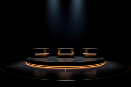 Modern background platform with black podium. stand show cosmetic product. Generative AIの素材