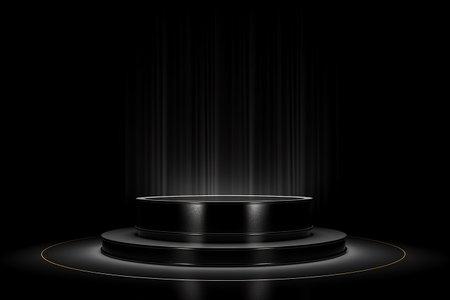 Modern background platform with black podium. stand show cosmetic product. Generative AIの素材