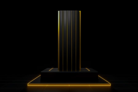 Modern background platform with black podium. stand show cosmetic product. Generative AIの素材