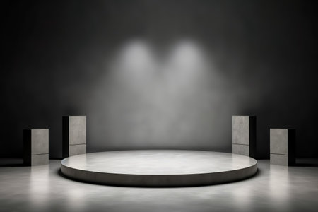 Modern background platform with black podium. stand show cosmetic product. Generative AIの素材