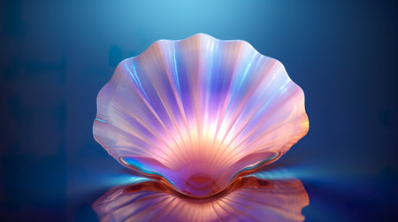 Landscape with shells on tropical beach. Generative AIの素材