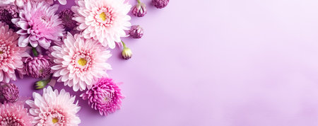 beautiful spring flowers on paper background. Generative AIの素材