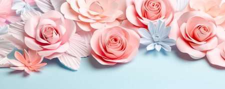 beautiful spring flowers on paper background. Generative AIの素材