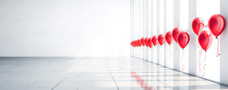 Red balloons  on concrete wall background. Generative  AIの素材