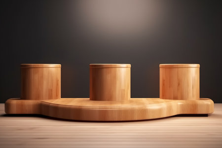 Wood podium on background for cosmetic product mockup. Generative AIの素材