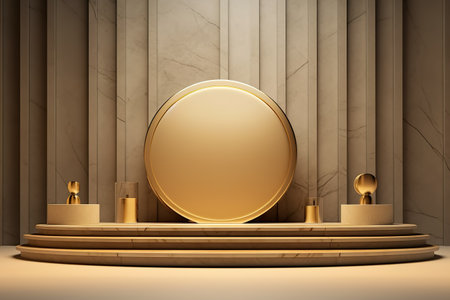 Wood podium on background for cosmetic product mockup. Generative AIの素材