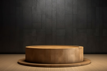 Wood podium on background for cosmetic product mockup. Generative AIの素材
