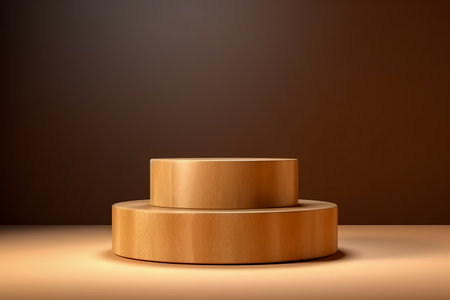 Wood podium on background for cosmetic product mockup. Generative AIの素材