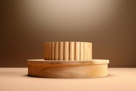 Wood podium on background for cosmetic product mockup. Generative AIの素材