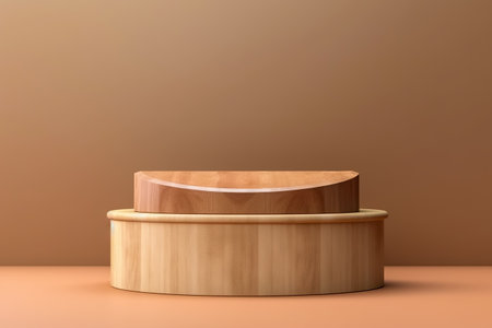 Wood podium on background for cosmetic product mockup. Generative AIの素材