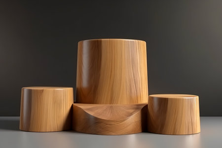 Wood podium on background for cosmetic product mockup. Generative AIの素材