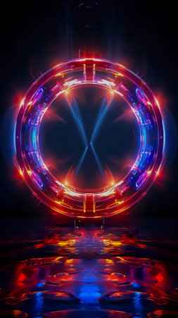 Futuristic technology abstract background with lines for network, big data, data center, server, internet, speed. Abstract neon lights into digital technology tunnel. Generative AIの素材