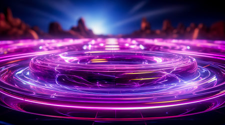 Futuristic technology abstract background with lines for network, big data, data center, server, internet, speed. Abstract neon lights into digital technology tunnel. Generative AIの素材