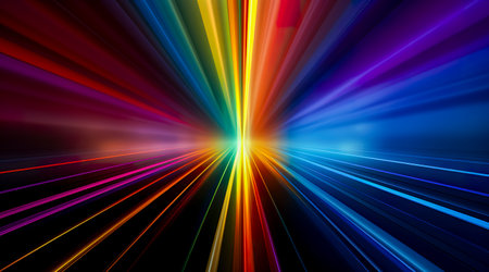 Futuristic technology abstract background with lines for network, big data, data center, server, internet, speed. Abstract neon lights into digital technology tunnel. Generative AIの素材