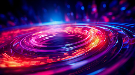 Futuristic technology abstract background with lines for network, big data, data center, server, internet, speed. Abstract neon lights into digital technology tunnel. Generative AIの素材