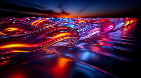 Futuristic technology abstract background with lines for network, big data, data center, server, internet, speed. Abstract neon lights into digital technology tunnel. Generative AIの素材