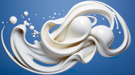 Abstract background ripple milk. Milk drops and splashes. Generative AIの素材
