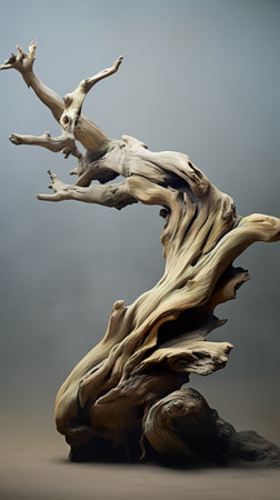 Dry tree twigs and white sand beach. Minimal background for summer concept. Generative AIの素材
