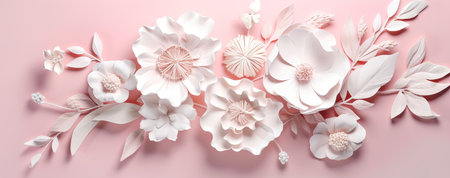 Panoramic view of flowers. Beautiful summer natural background. Generative AIの素材