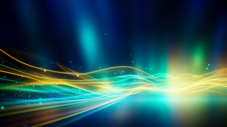 Psychedelic Abstract Futuristic Neon. Fluorescent Sci Fi. Glow Laser Showcase Stage Dark Room. Retro Modernの素材