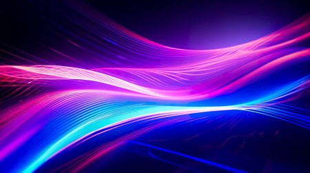 Psychedelic Abstract Futuristic Neon. Fluorescent Sci Fi. Glow Laser Showcase Stage Dark Room. Retro Modernの素材