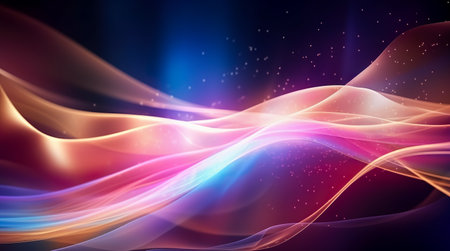 Psychedelic Abstract Futuristic Neon. Fluorescent Sci Fi. Glow Laser Showcase Stage Dark Room. Retro Modernの素材