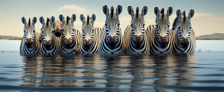 Wild African zebras in the National Park. Wildlife of Africa.の素材