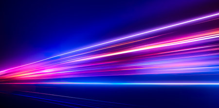 Purple And Blue Glowing Neon. Empty background scene. Futuristic Sci-Fi Modern Empty.の素材