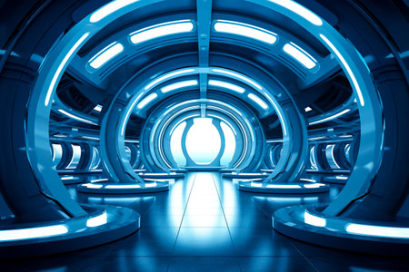 Modern sci-fi futuristic interior office designの素材
