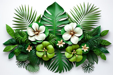 abstract green leaf texture, tropical leaf foliage nature dark green backgroundの素材