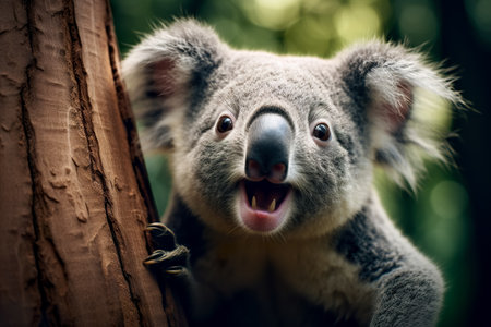 australian koala bear in eucalyptus or gum tree. australia.の素材