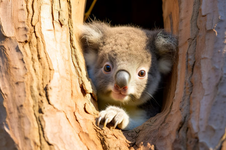 australian koala bear in eucalyptus or gum tree. australia.の素材