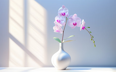Beautiful orchid flowers in white vase.の素材